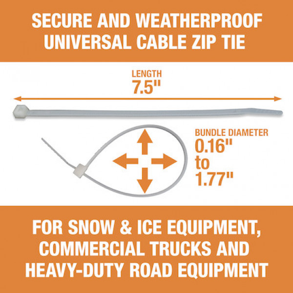 Image of 7.50-inch Length Nylon Cable Zip Tie (1,000-Pack) from Buyers Products. Part number: BTN075