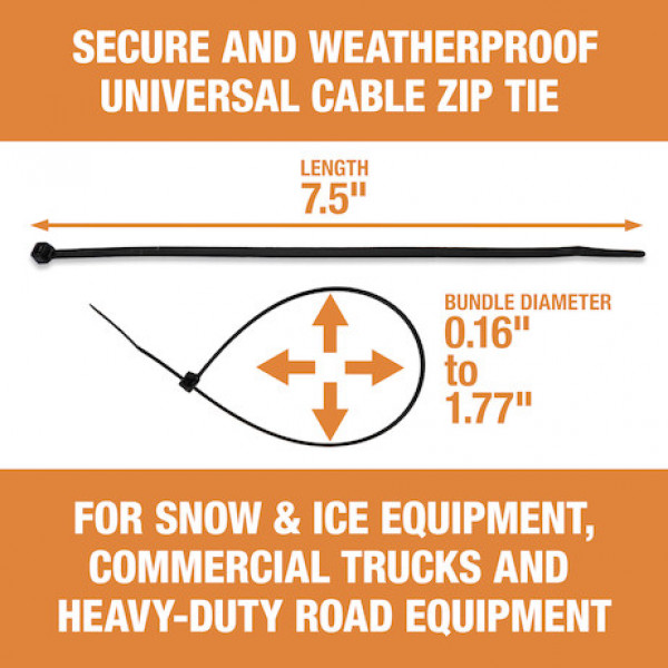 Image of 7.50-inch Length Black Weather-Resistant Nylon Cable Zip Tie (1,000-Pack) from Buyers Products. Part number: BTN075WR