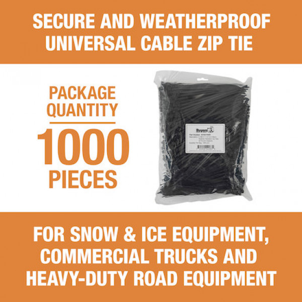 Image of 7.50-inch Length Black Weather-Resistant Nylon Cable Zip Tie (1,000-Pack) from Buyers Products. Part number: BTN075WR