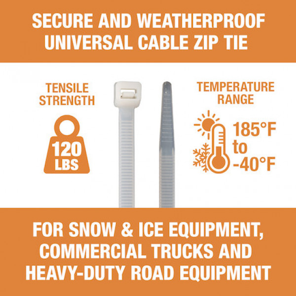 Image of 14.50-inch Length Heavy-Duty Nylon Cable Zip Tie (100-Pack) from Buyers Products. Part number: BTN145