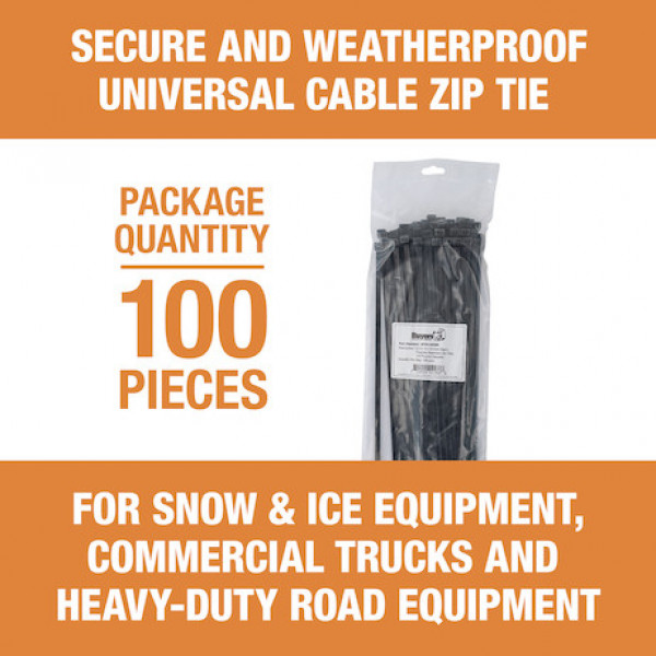 Image of 14.50-inch Length Heavy-Duty Black Water Resistant Nylon Cable Zip Tie (100-Pack) from Buyers Products. Part number: BTN145WR