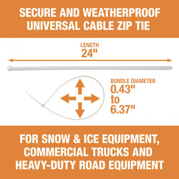 Image of 24-inch Long Heavy-Duty Nylon Cable Zip Tie (50-Pack) from Buyers Products. Part number: BTN240