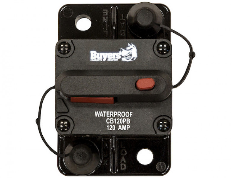 Image of 120 Amp Circuit Breaker With Manual Push-to-Trip Reset from Buyers Products. Part number: CB120PB