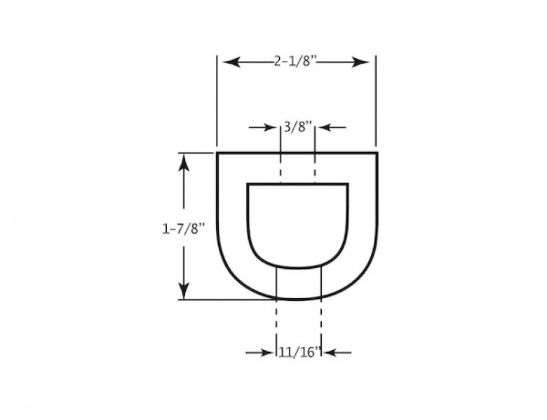 Image of Extruded Rubber D-Shaped Bumper with 2 Holes - 2-1/8 x 1-7/8 x 10 Inch Long from Buyers Products. Part number: D210