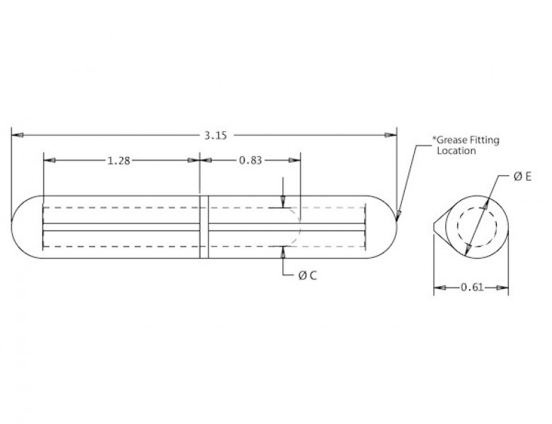 Image of Steel Weld-On Bullet Hinge with Brass Pin and Brass Bushing - 0.61 x 3.15 Inch from Buyers Products. Part number: FBP080