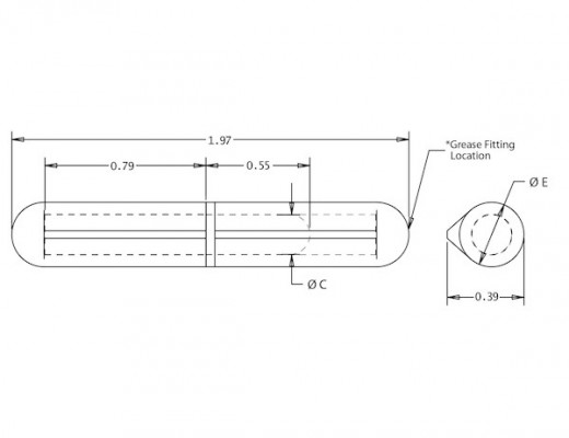 Image of Steel Weld-On Bullet Hinge with Steel Pin and Brass Bushing - 0.39 x 1.97 Inch from Buyers Products. Part number: FSP050