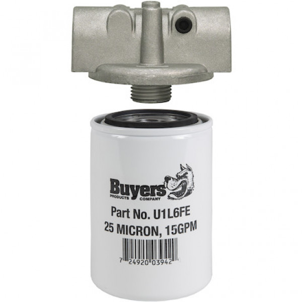 Image of 15 GPM Return Line Filter Assembly 3/4 Inch NPT/25 Micron/15 PSI Bypass from Buyers Products. Part number: HFA12515