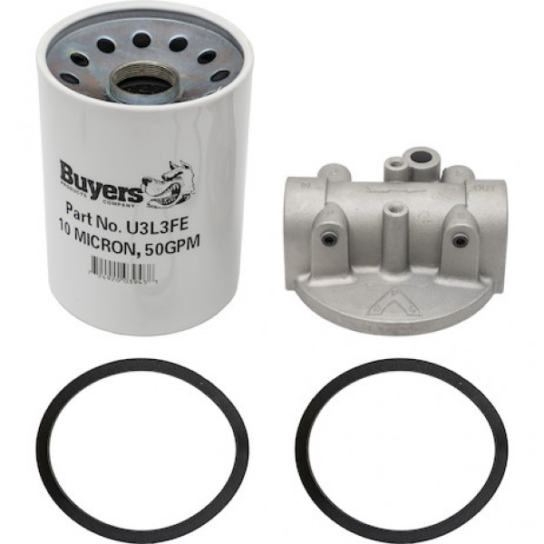 Image of 50 GPM Return Line Filter Assembly 1-1/4 Inch NPT/10 Micron/25 PSI Bypass from Buyers Products. Part number: HFA21025