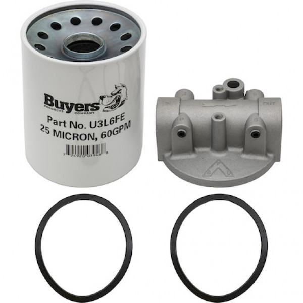 Image of 50 GPM Return Line Filter Assembly 1-1/4 Inch NPT/25 Micron/25 PSI Bypass from Buyers Products. Part number: HFA22525