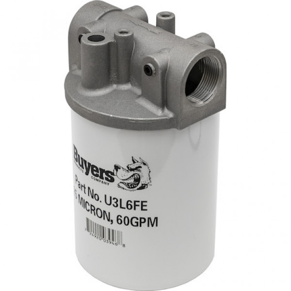 Image of 50 GPM Return Line Filter Assembly 1-1/4 Inch NPT/25 Micron/25 PSI Bypass from Buyers Products. Part number: HFA22525