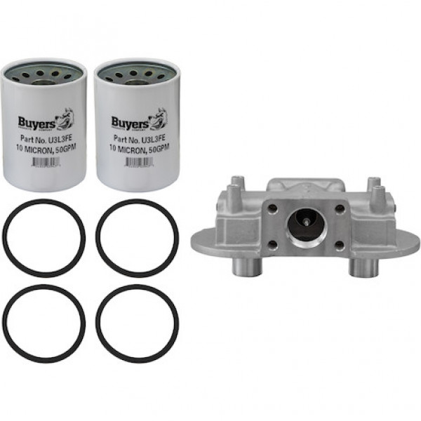 Image of 90 GPM Return Line Filter Assembly 1-1/2 Inch NPT/10 Micron/15 PSI Bypass from Buyers Products. Part number: HFA41015