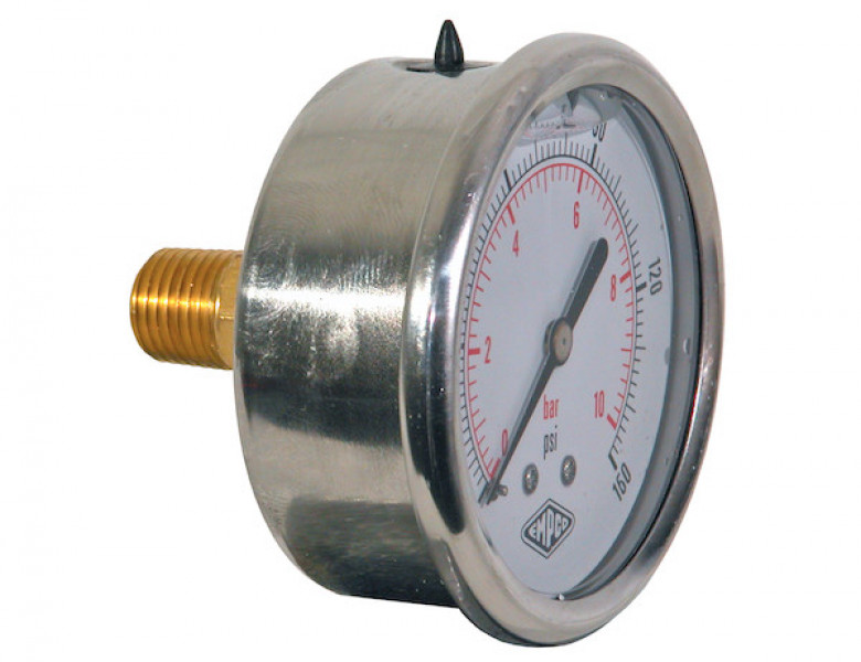 Image of Silicone Filled Pressure Gauge - Center Back Mount 0-160 PSI from Buyers Products. Part number: HPGCB160