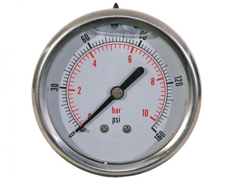 Image of Silicone Filled Pressure Gauge - Center Back Mount 0-160 PSI from Buyers Products. Part number: HPGCB160