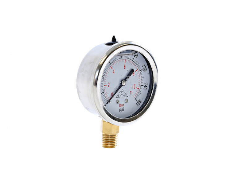 Image of Silicone Filled Pressure Gauge - Stem Mount 0-160 PSI from Buyers Products. Part number: HPGS160