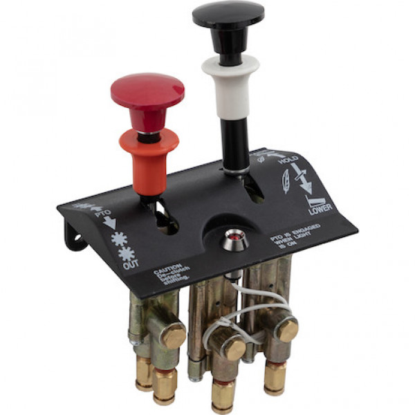 Image of Dual Lever Feathering Disengage Spring Return PTO/Pump Air Control Valve from Buyers Products. Part number: K85DF