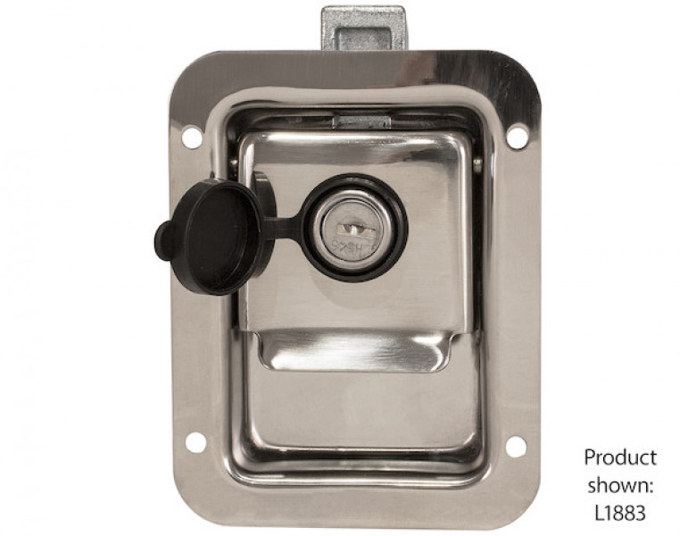 Image of Stainless Steel Junior Single Point Locking Paddle Latch - Thru-Hole Mount from Buyers Products. Part number: L1883