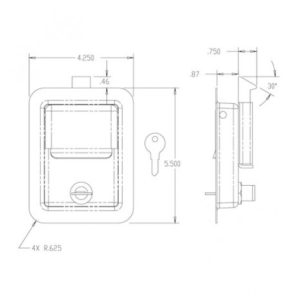 Image of Rust Resistant Steel Single Point Locking Paddle Latch - Weld-On from Buyers Products. Part number: L3980