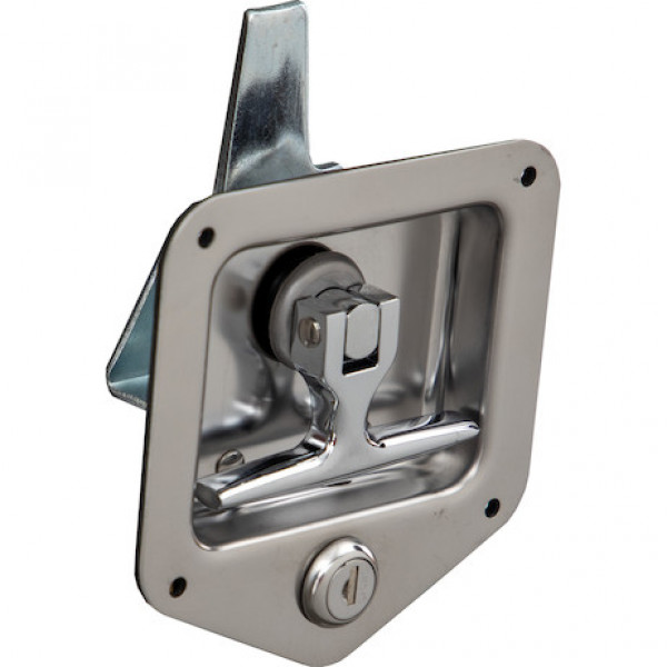 Image of Stainless Steel Flush Mount Single-Point T-Handle Latch Assembly with Mounting Holes from Buyers Products. Part number: L8815