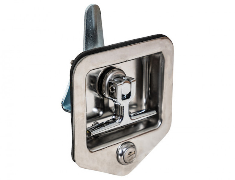 Image of Stainless Steel Flush Mount Single-Point T-handle latch assembly with Mounting Studs from Buyers Products. Part number: L8855