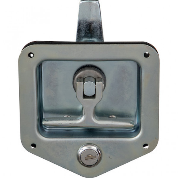 Image of Zinc Plated Steel Flush Mount Single Point T-Handle Latch Assembly with Mounting Holes from Buyers Products. Part number: L8915