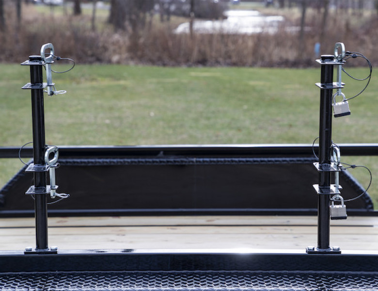 Image of 3-Position Channel Style Lockable Trimmer Rack for Open Landscape Trailers from Buyers Products. Part number: LT13