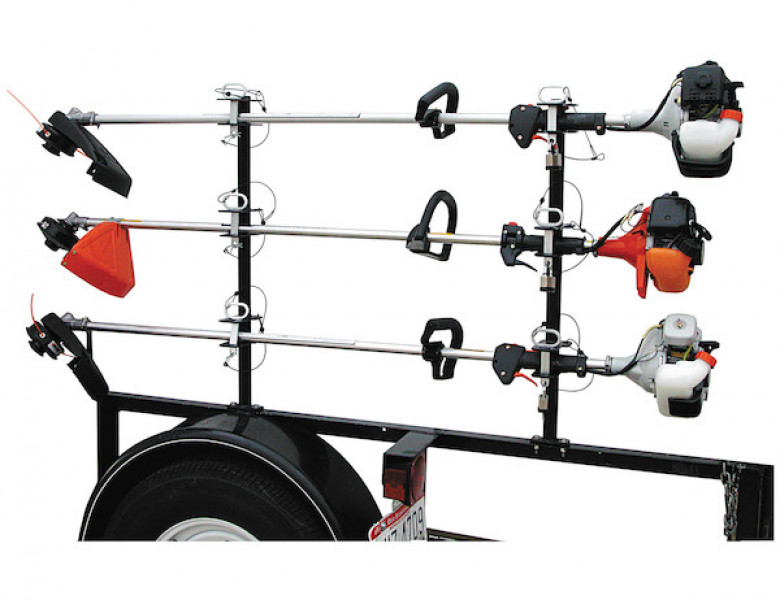 Image of 3-Position Channel Style Lockable Trimmer Rack for Open Landscape Trailers from Buyers Products. Part number: LT13