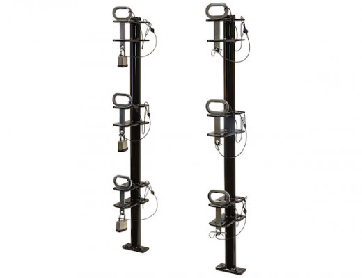 Image of 4-Position Channel Style Lockable Trimmer Rack for Open Landscape Trailers from Buyers Products. Part number: LT14