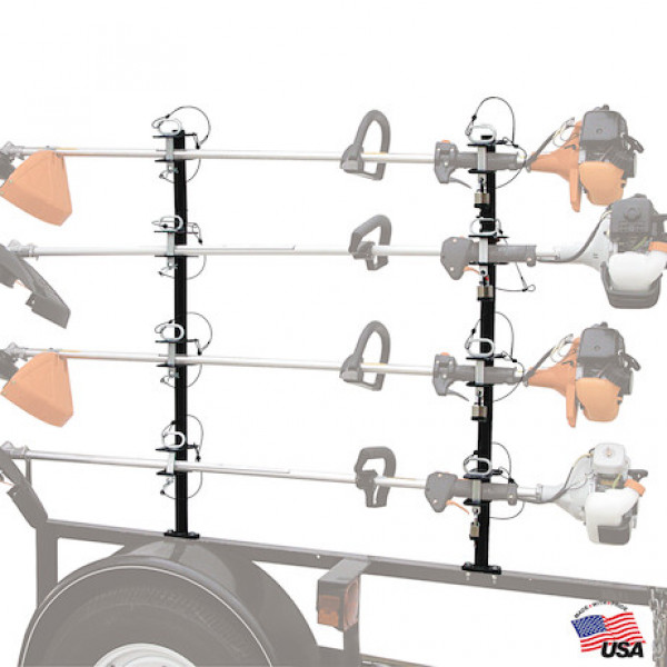 Image of 4-Position Channel Style Lockable Trimmer Rack for Open Landscape Trailers from Buyers Products. Part number: LT14