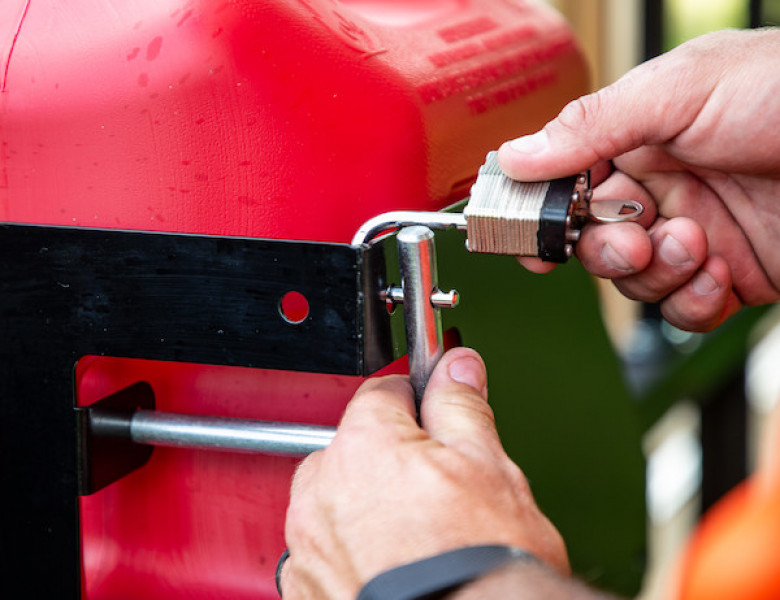 Image of Locking Gas Container Rack for Open/Enclosed Landscape Trailers from Buyers Products. Part number: LT32