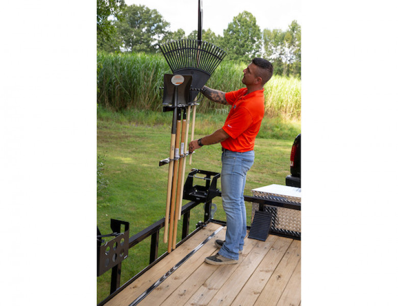 Image of Vertical Hand Tool Rack for Open Landscape Trailers from Buyers Products. Part number: LT35