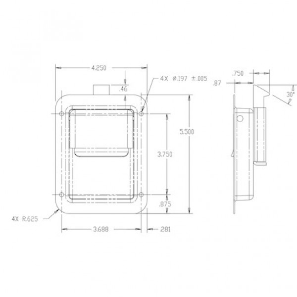 Image of Stainless Steel Single Point Non-Locking Paddle Latch - Thru-Hole Mount from Buyers Products. Part number: N3885