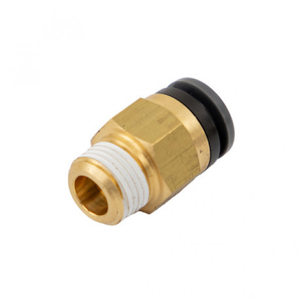 Image of Brass/Poly DOT Push-In Male Connector 1/4 Inch Tube O.D. x 1/8 Inch Pipe Thread from Buyers Products. Part number: NC00M25P125