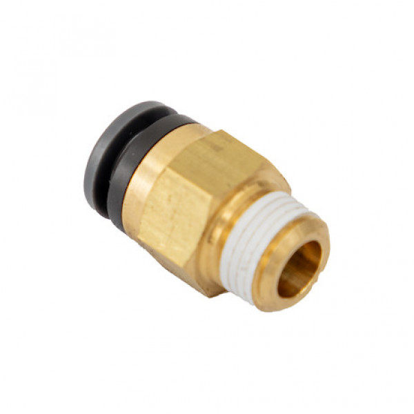 Image of Brass/Poly DOT Push-In Male Connector 1/4 Inch Tube O.D. x 1/8 Inch Pipe Thread from Buyers Products. Part number: NC00M25P125