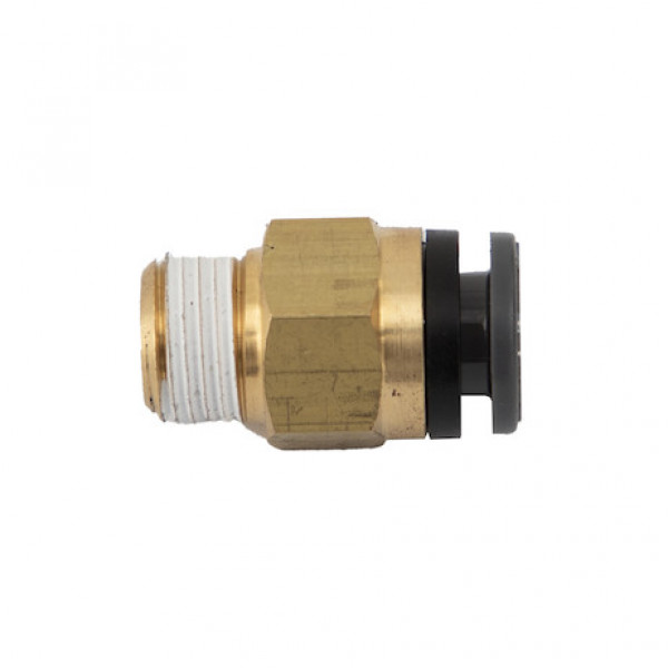 Image of Brass/Poly DOT Push-In Male Connector 1/4 Inch Tube O.D. x 1/8 Inch Pipe Thread from Buyers Products. Part number: NC00M25P125