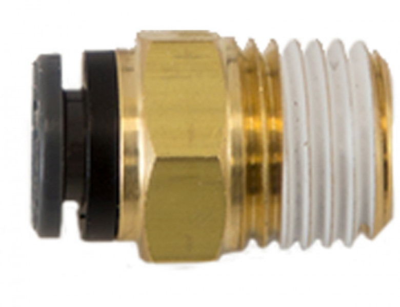 Image of Brass/Poly DOT Push-In Male Connector 1/4 Inch Tube O.D. x 1/8 Inch Pipe Thread from Buyers Products. Part number: NC00M25P125