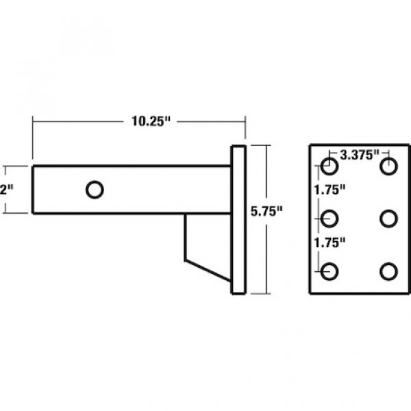 Image of 2 Inch Pintle Hitch Mounting Plate - 2 Position, 10 Inch Shank from Buyers Products. Part number: PM105