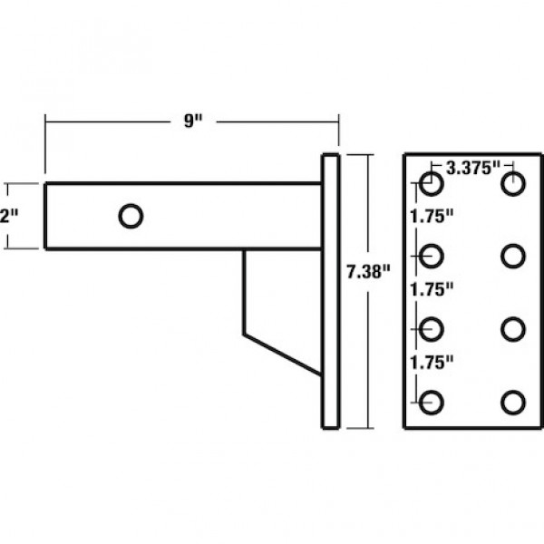 Image of 2 Inch Pintle Hitch Mounting Plate - 3 Position, 9 Inch Shank from Buyers Products. Part number: PM87