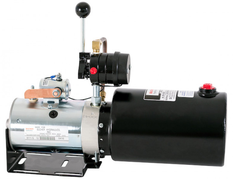 Image of 4-Way DC Power Unit-Manual Controls Horizontal 1.00 Gallon Reservoir from Buyers Products. Part number: PU310