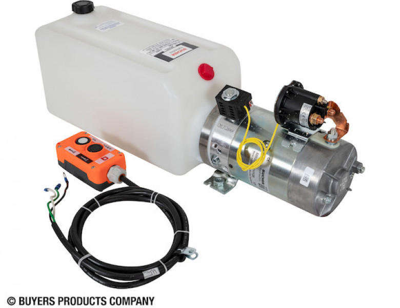 Image of 3-Way DC Power Unit-Electric Controls Horizontal 1.5 Gallon Poly Reservoir from Buyers Products. Part number: PU319LR