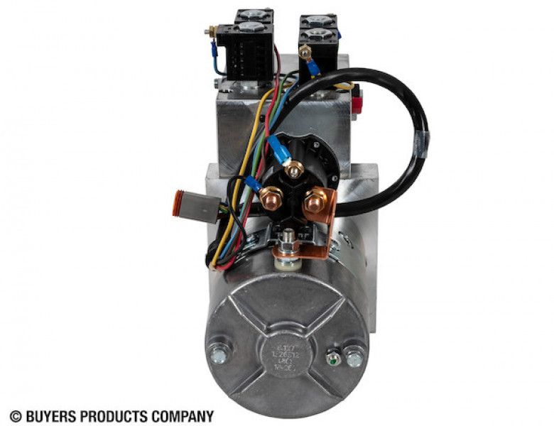 Image of 4-Way/3-Way DC Power Unit-Electric Controls Horizontal 0.32 Gallon Reservoir from Buyers Products. Part number: PU3593