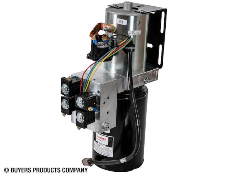 Image of 4-Way/3-Way DC Power Unit-Electric Controls Vertical 0.75 Gallon Reservoir from Buyers Products. Part number: PU3593LRV