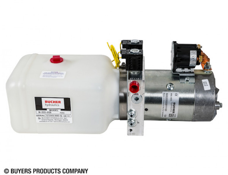 Image of 4-Way DC Power Unit-Electric Controls Horizontal 0.75 Gallon Poly Reservoir from Buyers Products. Part number: PU642