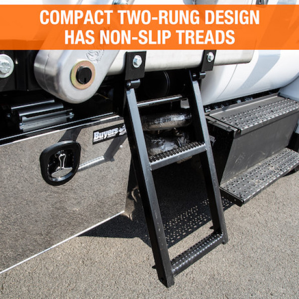 Image of 2-Rung Black Retractable Truck Steps with Nonslip Tread - 17.38 x 30.25 Inch from Buyers Products. Part number: RS2