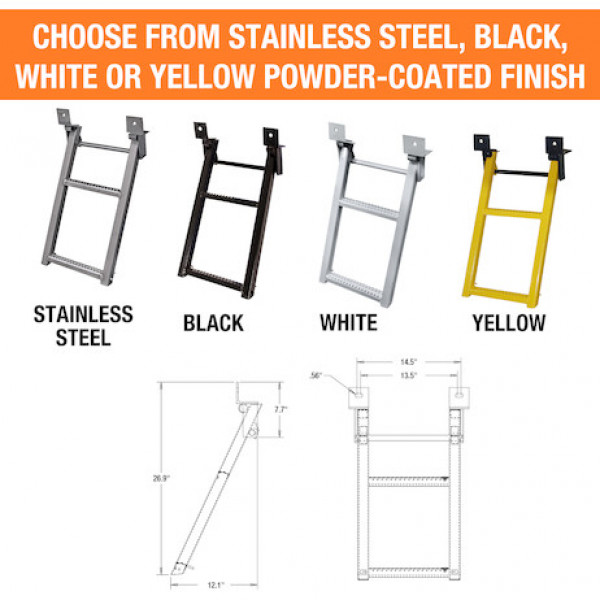 Image of 2-Rung Black Retractable Truck Steps with Nonslip Tread - 17.38 x 30.25 Inch from Buyers Products. Part number: RS2