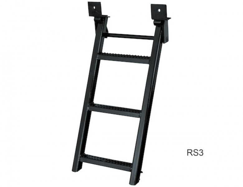 Image of 3-Rung Black Retractable Truck Steps with Nonslip Tread - 17.38 x 35 Inch from Buyers Products. Part number: RS3