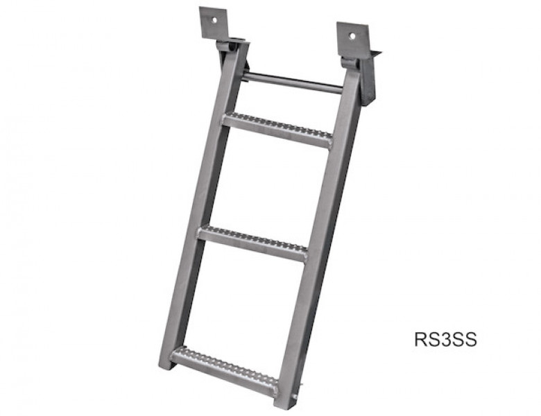 Image of 3-Rung Stainless Retractable Truck Steps with Nonslip Tread - 17.38 x 35 Inch from Buyers Products. Part number: RS3SS