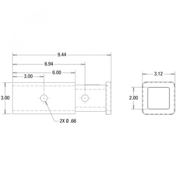 Image of 3 Inch to 2 Inch Receiver Tube Adapter from Buyers Products. Part number: RTA302