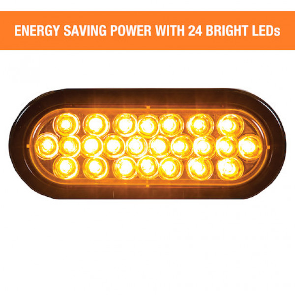 Image of 6 Inch Amber Oval Recessed Strobe Light With 24 LED from Buyers Products. Part number: SL65AO