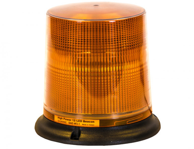 Image of 6.5 Inch by 6.5 Inch Amber LED Beacon Light With Tall Lens (Magnetic Mount with 10 Foot Auxiliary Power Cord) from Buyers Products. Part number: SL695A