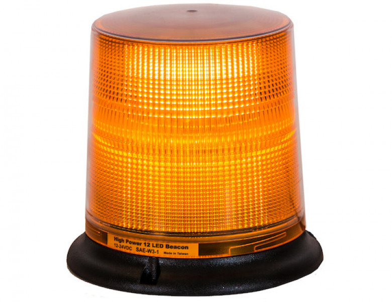 Image of 6.5 Inch by 6.5 Inch Amber LED Beacon Light With Tall Lens (Magnetic Mount with 10 Foot Auxiliary Power Cord) from Buyers Products. Part number: SL695A